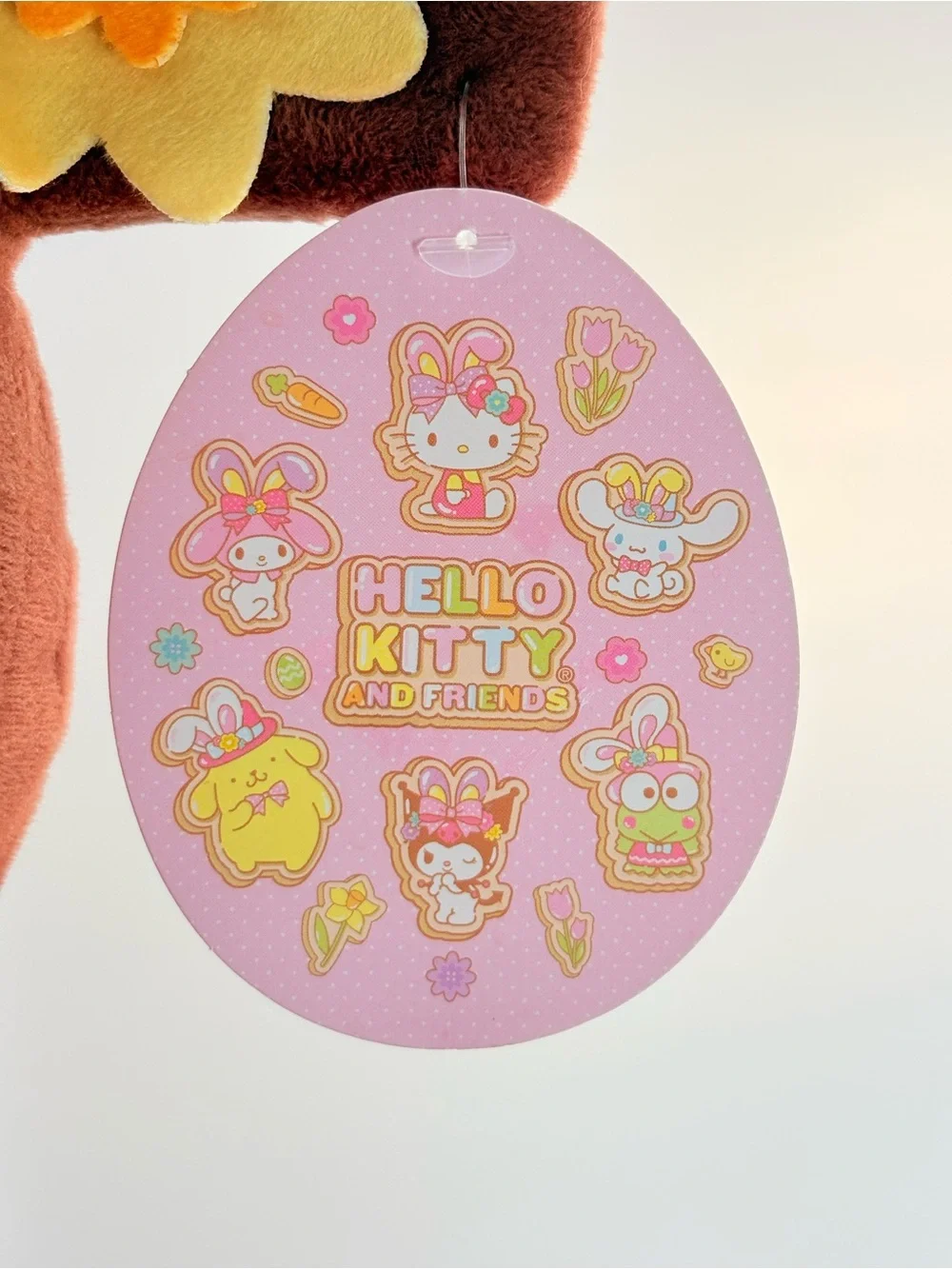 Hello Kitty Brown Plush Bunny with Purple Ears and Pink Accents